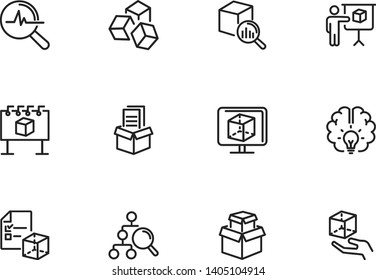Abstract product line icon set. Data structure, good idea, complex solution. Business concept. Can be used for topics like product promotion, marketing, production