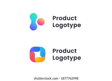 abstract product logotype set, vector illustration, gradient style