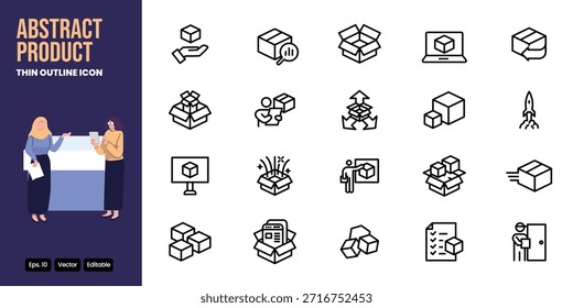 abstract product thin outline icon set vector design good for web and mobile app