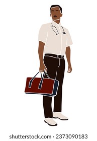 Abstract professional black doctor illustration. Vector illustration.