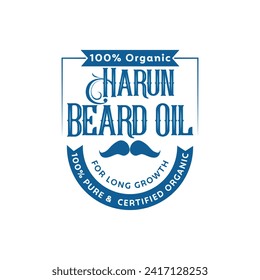 Abstract professional Blue color Beard Oil Logo Design Template