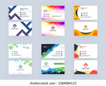 Abstract Professional Business Card Template Set in Front and Back View.