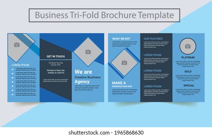 Abstract and professional corporate style tri fold brochure template. Creative concept brochure. geometric vector business trifold. 