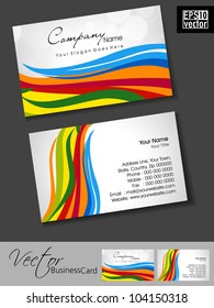 Abstract professional and designer business card template or visiting card set with colorful wavw effects. EPS 10. Vector illustration.