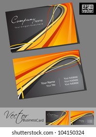 Abstract professional and designer business card template or visiting card set with grey and orange color wave pattern. EPS 10. Vector illustration.