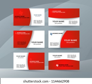 Abstract professional and designer business card template or clear and minimal visiting card set, name card red background. Vector illustration EPS 10 for presentation slide banners