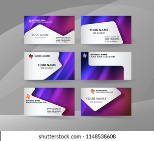 Abstract professional and designer business card template or clear and minimal visiting card set, name card purple background. Vector illustration EPS 10 for presentation slide banners