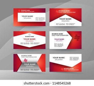 Abstract professional and designer business card template or clear and minimal visiting card set, name card red background. Vector illustration EPS 10 for presentation slide banners