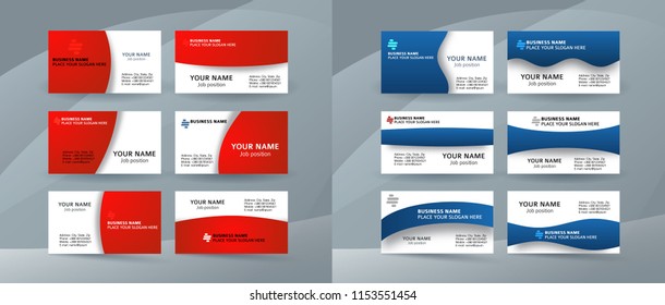 Abstract professional and designer business card template or clear and minimal visiting card set, name card red blue background. Vector illustration EPS 10 for presentation slide banners