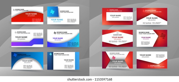 Abstract professional and designer business card template or clear and minimal visiting card set, name card blue red  background. Vector illustration EPS 10 for presentation slide banners