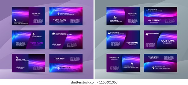 Abstract professional and designer business card template or clear and minimal visiting card set, name card purple background. Vector illustration EPS 10 for presentation slide banners