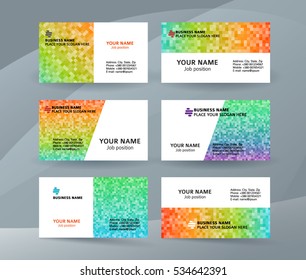 Abstract professional and designer business card template or clear & minimal visiting card set, name card white background with MOSAIC SQUARE. Vector illustration EPS 10 for presentation slide banners