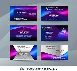 Abstract professional and designer business card template or clear and minimal visiting card set, name card purple background. Vector illustration EPS 10 for presentation slide banners