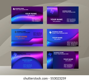 Abstract professional and designer business card template or clear and minimal visiting card set, name card purple background. Vector illustration EPS 10 for presentation slide banners