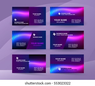 Abstract professional and designer business card template or clear and minimal visiting card set, name card purple background. Vector illustration EPS 10 for presentation slide banners