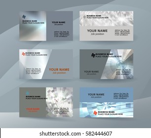 Abstract professional and designer business card one sided template or clear and minimal visiting card set, name card metallic grey background. Vector illustration EPS 10 for presentation slide banner