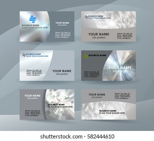 Abstract professional and designer business card one sided template or clear and minimal visiting card set, name card metallic grey background. Vector illustration EPS 10 for presentation slide banner