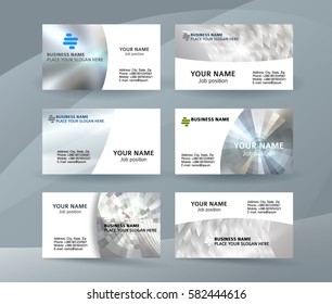 Abstract professional and designer business card one sided template or clear and minimal visiting card set, name card metallic grey background. Vector illustration EPS 10 for presentation slide banner