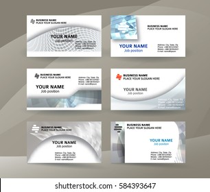 Abstract professional and designer business card one sided template or clear and minimal visiting card set, name card metallic grey background. Vector illustration EPS 10 for presentation slide banner