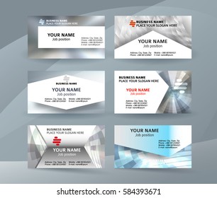 Abstract professional and designer business card one sided template or clear and minimal visiting card set, name card metallic grey background. Vector illustration EPS 10 for presentation slide banner