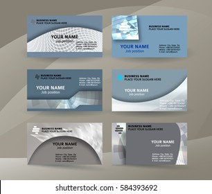 Abstract professional and designer business card one sided template or clear and minimal visiting card set, name card metallic grey background. Vector illustration EPS 10 for presentation slide banner