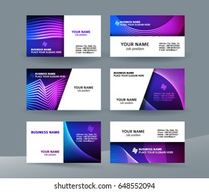 Abstract professional and designer business card template or clear and minimal visiting card set, name card purple background. Vector illustration EPS 10 for presentation slide banners