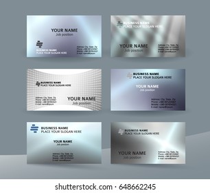 Abstract professional and designer business card one sided template or clear and minimal visiting card set, name card metallic grey background. Vector illustration EPS 10 for presentation slide banner