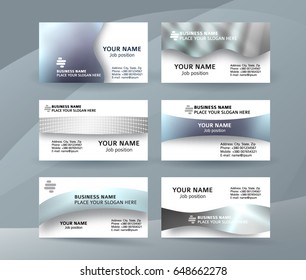 Abstract professional and designer business card one sided template or clear and minimal visiting card set, name card metallic grey background. Vector illustration EPS 10 for presentation slide banner