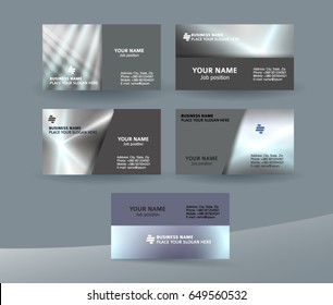 Abstract professional and designer business card one sided template or clear and minimal visiting card set, name card metallic grey background. Vector illustration EPS 10 for presentation slide banner