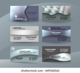 Abstract professional and designer business card one sided template or clear and minimal visiting card set, name card metallic grey background. Vector illustration EPS 10 for presentation slide banner