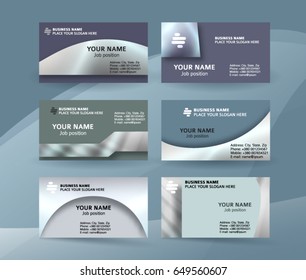 Abstract professional and designer business card one sided template or clear and minimal visiting card set, name card metallic grey background. Vector illustration EPS 10 for presentation slide banner