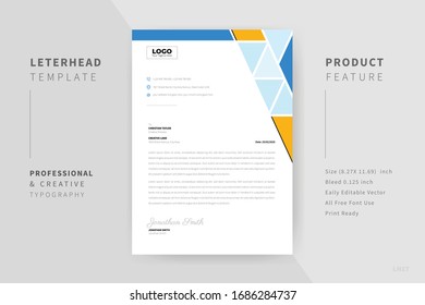 Abstract professional letterhead template design With Cyan & Yellow Color.