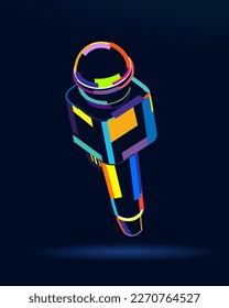 Abstract professional microphone from multicolored paints. Colored drawing. Vector illustration of paints