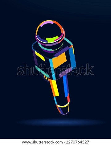 Abstract professional microphone from multicolored paints. Colored drawing. Vector illustration of paints