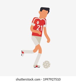 Abstract professional soccer player running, isolated. Flat design vector sportsman character playing football