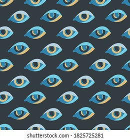 Abstraktes Profil in der blauen Augen-Vektorgrafik nahtloses Muster für Hintergrund- und Bekleidungsdesign