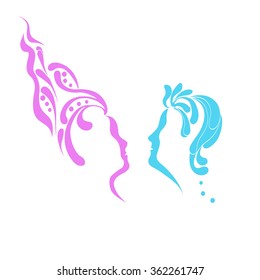 abstract profile couples in love