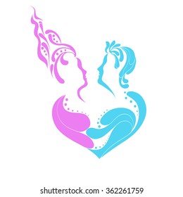 abstract profile couples in love