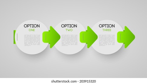 abstract progression circles with option steps and direction arrows, design element