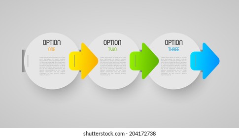 abstract progression circles with option steps and direction arrows, design element