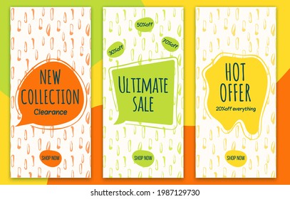 Abstract promotion web banner. Newsletter and Email template. Suitable for social media post, mobile apps, web design. Modern sale and discount promo background with floral and doodle pattern.