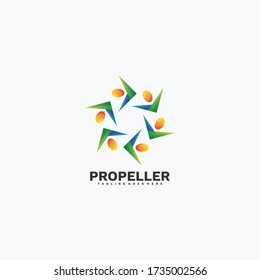 Abstract propeller in Colorful Gradient Style. Vector Logo Illustration