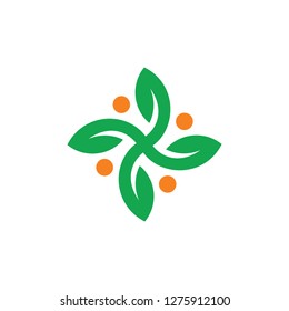 abstract propeller green leaf geometric logo vector