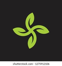 abstract propeller green leaf geometric logo vector