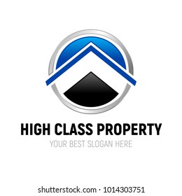 Abstract Property House Shape Arrow Up Circle Symbol Vector Graphic Logo Design Template