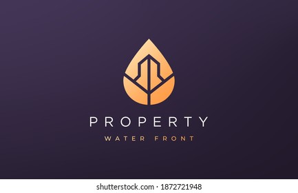 abstract property and water logo concept in a minimal and modern style