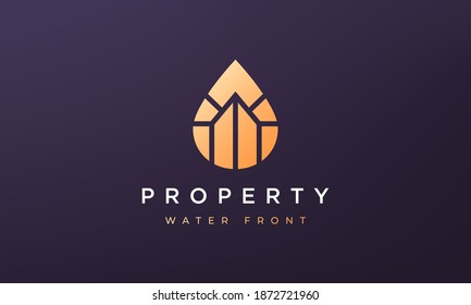 abstract property and water logo concept in a minimal and modern style