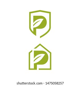 abstract protected green building logo vector sign simbol icon illustrations