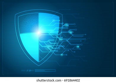 Abstract protection concept of digital and technological. Data security icon. Circuit board shield, Vector illustration