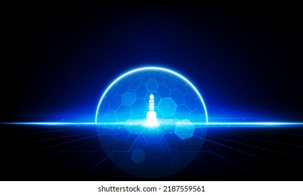 Abstract protective shield Door open Light of idea background Hitech communication concept innovation background vector design. 